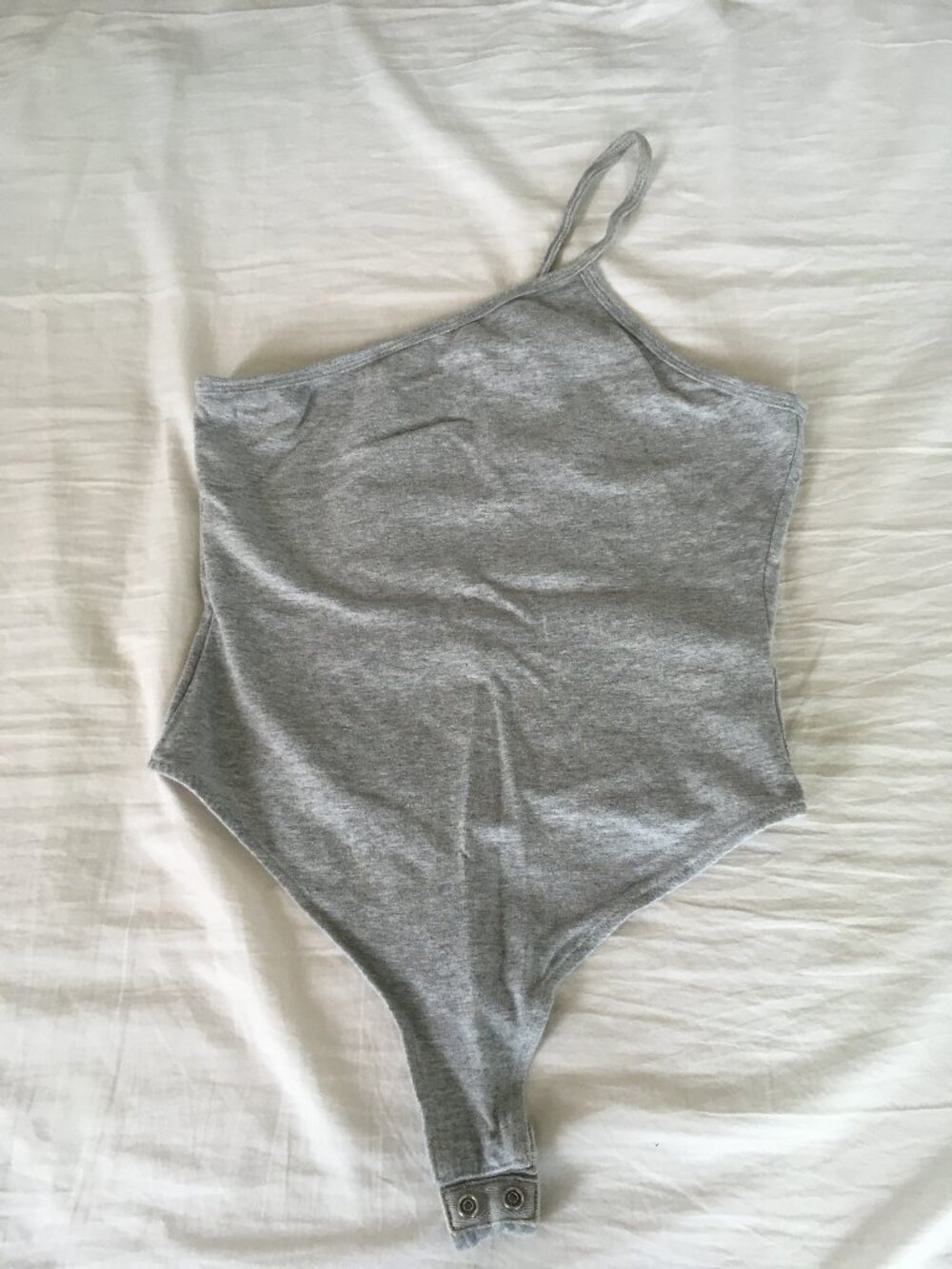 Vintage DKNY bodysuit, one shoulder grey cotton